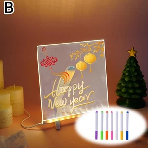 LED Message Note Board with Colors, Acrylic Dry Erase Board with 7 Pens for Home - Picture 1 of 13