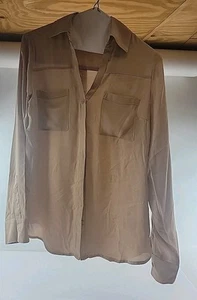 Express The Portofino Hemd nude transparent Button-Down Bluse leicht Gr. XS - Bild 1 von 11