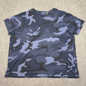 Polo Ralph Lauren Camouflage T-Shirt Herren XXL Blau Rundhals Brusttasche Preppy Design - Bild 1 von 7