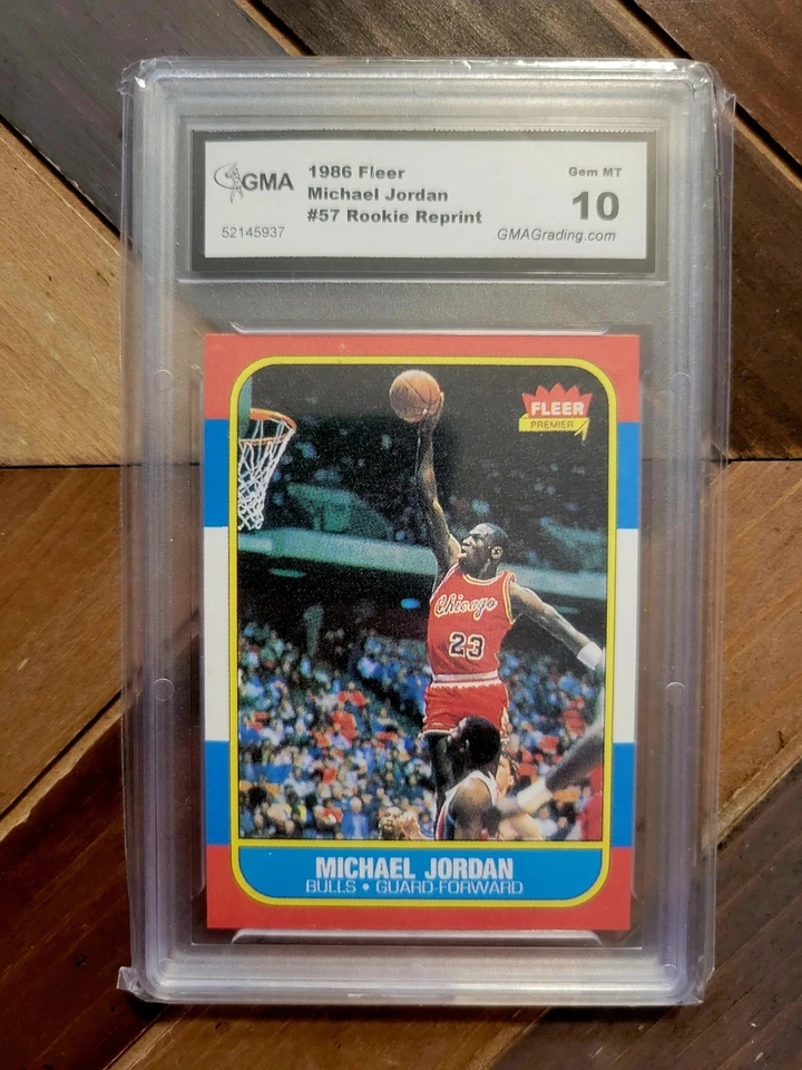 Tarjeta de novato 1986-87 Fleer: Michael Jordan #57 (RC) réplica gema como nueva 10 Bulls NBA Foto 1 de 4