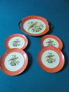 Porzellanfabrik Moschendorf Germany, lusterware tray and 4 plates, 1920s - Picture 1 of 6