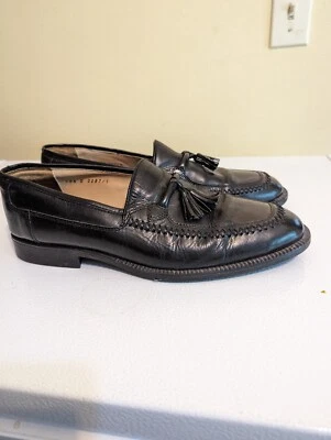 Stanley Blacker Size 10.5 D Black Kiltie Tassel Loafers Shoes Made in Italy - Image 1 of 4