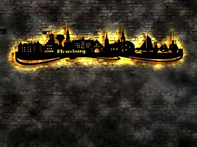 MMV 3D LED Deko Flensburg Wandtattoo Skyline Wandsticker Aufkleber Buch Reise