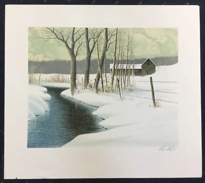 Wayne Cooper  Pencil Signed Winter Scene Lithograph - Изображение 1 из 2