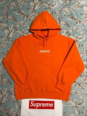 SUPREME BOX LOGO HOODED SWEATSHIRT (LARGE) (ORANGE) FW24 BAPE BURBERRY HOODIE - Image 1 of 4