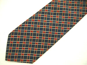 "Cravatta Brooks Brothers Basics da uomo blu navy rosso arancione a scacchi 58" - Foto 1 di 4