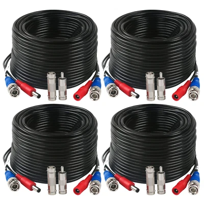 4 Pack 200 Feet BNC Video Power Cable Wire Video Security Camera Wire with Conne - Image 1 of 4