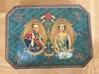 Vintage George VI 1937 Coronation Commemorative Tin Box Canister Co Free Postage - Image 1 of 4