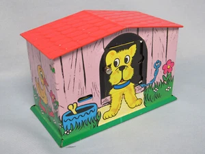 Vintage Metal 'Doggie Bank' Tin Litho w Key & Box 1970's Hungary - Picture 1 of 12