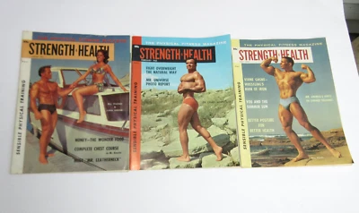 Lot of 3 Vtg Strength & Health Bodybuilding Magazine July Aug 1961 Feb 1963 - Image 1 of 4