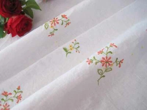 Country Style Orange Yellow Flower Embroidery Cutwork Round Cotton Table Cloth - Picture 1 of 7