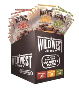 Wild West Beef Jerky Mix Box 25g - 16 Pack Dry Meat (EUR 74.98/KG) - Picture 1 of 7