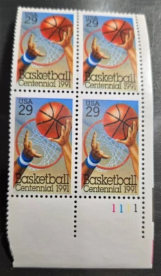 Scott #2560 1991 Basketball Plate Block of 4 MNH - Image 1 of 2