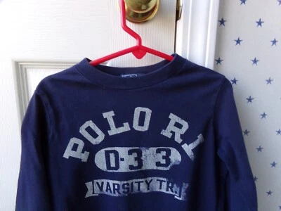 VTG Ralph Lauren T-Shirt 4T Y2K Blue Label Boys POLO Varsity Track Size 4 - Image 1 of 4