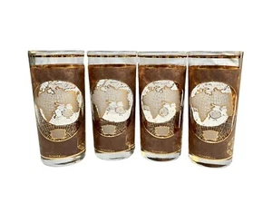 Culver De Colección MCM Mapa del Viejo Mundo Atlas Juego de 4 Gafas HighBall Acentos Oro 22k - Imagen 1 de 8