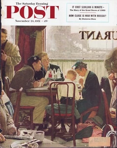 NOV 24 1951 Saying Grace NORMAN ROCKWELL SE POST ORIG COVER ONLY #2 - Foto 1 di 3
