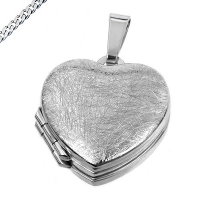 Medaglione Cuore 4 Immagini con Catena E Incisione Anche Segno 925 Argento Nuovo - Immagine 1 di 4