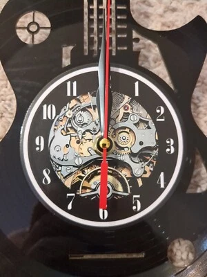 *NEW Fender Style Guitar Clock Wall Hanging American USA 8" X 12" Record - Image 1 of 3