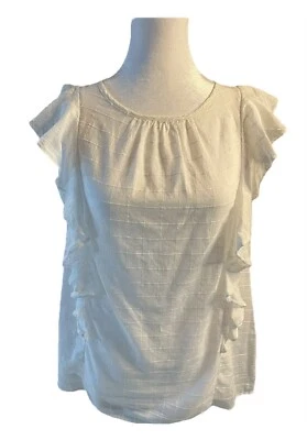 Chaps Women’s Western Sleeveless Top White Ruffled Lightweight Size Small NWT - Image 1 of 4