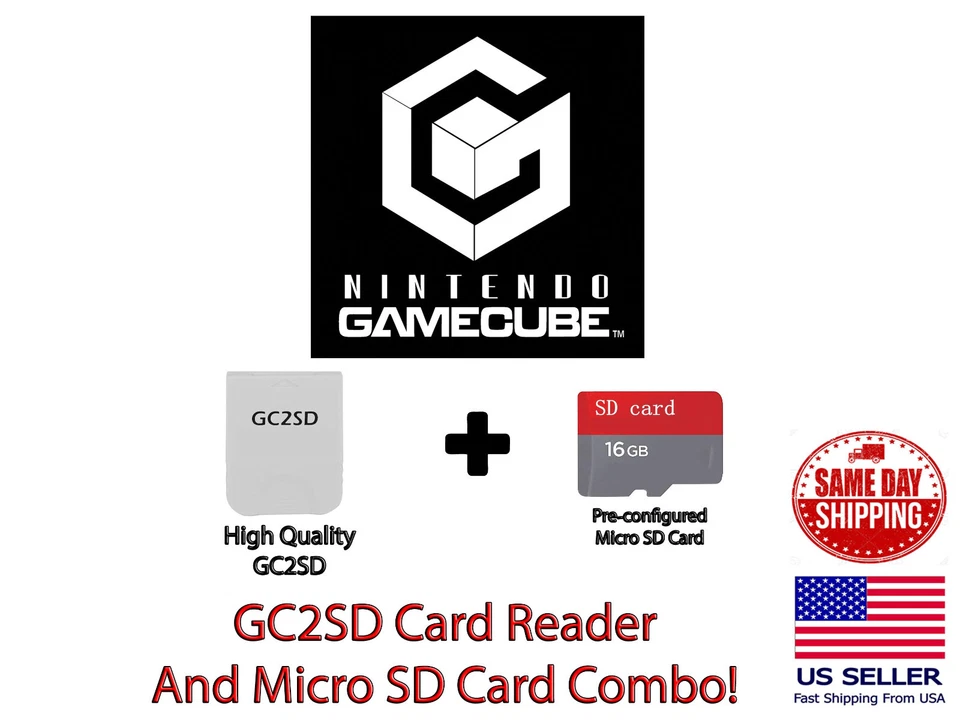 Nintendo GameCube GC2SD 16GB MICRO SD Card Adapter Game Cube Memory Card Slot