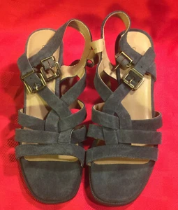 GH Bass Damen marineblaue Sandale Riemen Schuh 2" Absatz Freizeit Strand trendy Größe 6 1/2M  - Bild 1 von 7