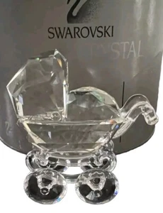 Swarovski Silver Crystal Baby Carriage Pram Stroller Figure 199197 Box COA 1996 - Picture 1 of 15