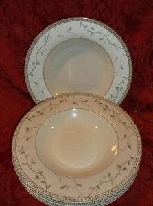 Set of 4 FITZ & FLOYD PLATINUM VINE 8 .5" Rimmed Soup Bowls - Picture 1 of 3