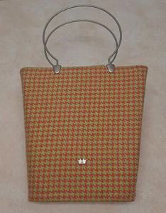 Vintage Elaine Turner Pink Chartreuse Purse Hoop Handle 8 1/2 x 9 at top - Picture 1 of 7