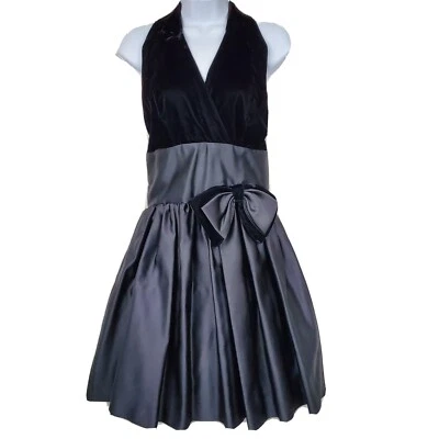 Vestido Halter De Laru Joseph Lara Mujer Vintage Años 80 Terciopelo Satinado Negro Talla S/M Foto 1 de 4