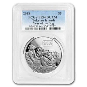 2018 Tokelau 1 oz Silver Lunar Year of the Dog PR-69 PCGS .999 Silver Coin - Picture 1 of 4