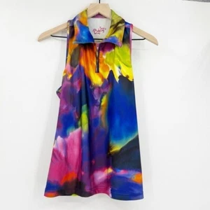 Tzu Tzu Multicolor Golf Tennis feuchtigkeitsableitendes Performance Tank Größe L Reißverschluss Kragen - Bild 1 von 6
