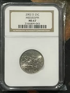 2002 D MISSISSIPPI 25C NGC Grade MS 67 2166899-043 - Picture 1 of 1
