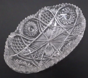 EAPG Glass Clear Pickle/Olive/Relish Oval Dish Hobstar American Brilliant - Picture 1 of 3