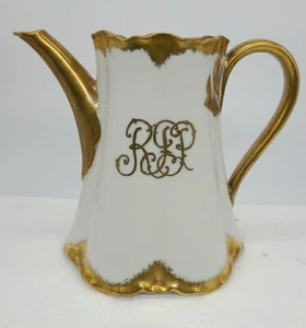 Hutschenreuther Gold Vintage Kaffeekanne Deutschland monogrammiert und datiert. - Bild 1 von 3