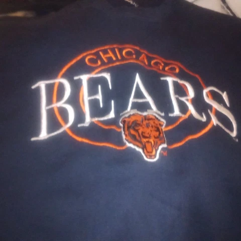 Vintage 90s Chicago Bears Navy Blue  Crewneck Sweatshirty Large Sweater NFL Cover