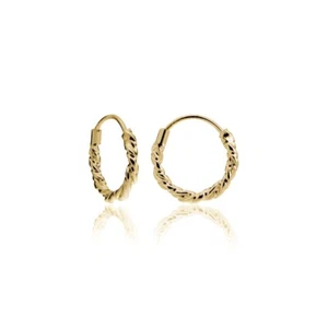 Gold Tone over Sterling Silver 1.8mm Twist Endless Hoop Earrings, 15mm - Picture 1 of 4