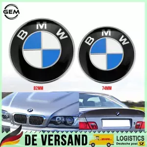 Für BMW 3er E90 E91 E36 Vorne Motorhaube +Heck Kofferraum Emblem 82+74 MM - Bild 1 von 1