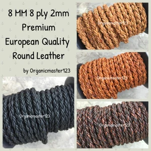 Hochwertige 8 mm hellbraun Bolo geflochtene Lederkordel 8-lagig 2 mm Premium Leder - Bild 1 von 5
