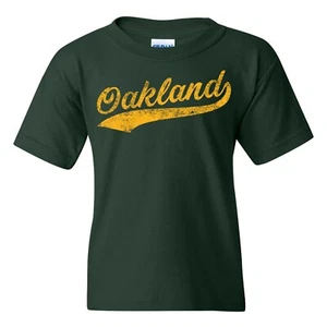 Oakland Baseball Script - Local Sports Team Youth T-Shirt - Forest - Picture 1 of 7