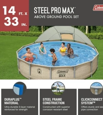 Coleman steel pro max round above ground pool 14ft x 33 inches  - Image 1 of 4