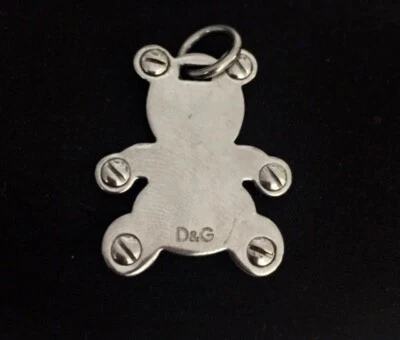 Ciodolo acciaio D&G a forma di orsetto liscio con logo cm 3  - Immagine 1 di 2