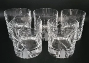 DA VINCI Lead Crystal Gosetto Pattern Double Old Fashioned Glasses Set of 5 - Picture 1 of 4