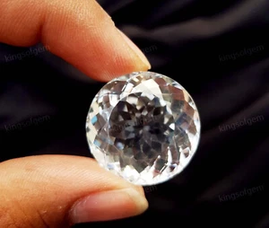 Cristallo colore bianco naturale 58 ct forma rotonda quarzo occhi pulito gemma sfusa - Foto 1 di 5