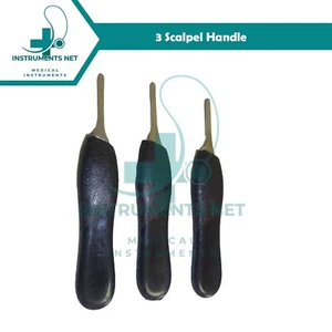 Instrumentos quirúrgicos otorrinolaringológicos con mango de bisturí #3 de 3 empuñaduras de plástico negro - Imagen 1 de 6