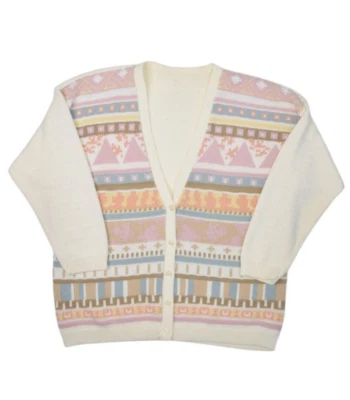 Vintage Norton McNaughton Sweater Womens XL Cardigan Tribal Striped V Neck - Image 1 of 4