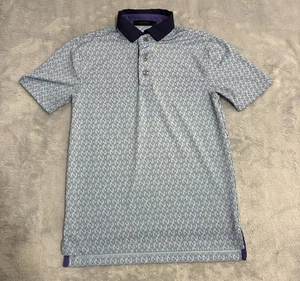 Greyson Poloshirt Youth Large blau lila Performance geometrisch - Bild 1 von 8