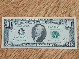 1995 $10 STAR NOTE ST LOUIS DISTRICT # H04512451* GEM/UNC REPEATER - Picture 1 of 4