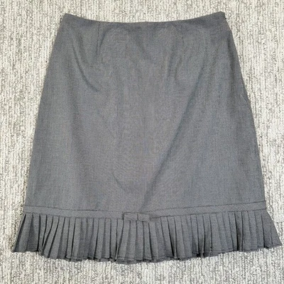 Falda Larry Levine Elástica Negra Blanca Pata de Gallo Plisada Dobladillo Lazo 12 Preppy Foto 1 de 4