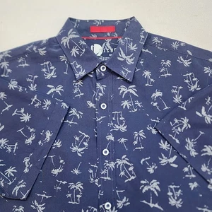 Nicoby kurzärmliges weiches Herren Button Down Hemd blau Palmen Gr. M - Bild 1 von 7