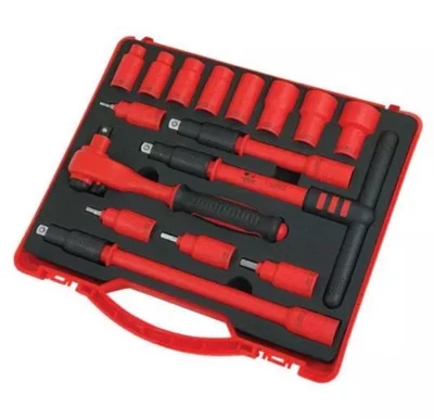 1000V Insulated 16Pcs 3/8" inch VDE Socket Ratchet Bit Tool Set - CT2770 - Image 1 of 3